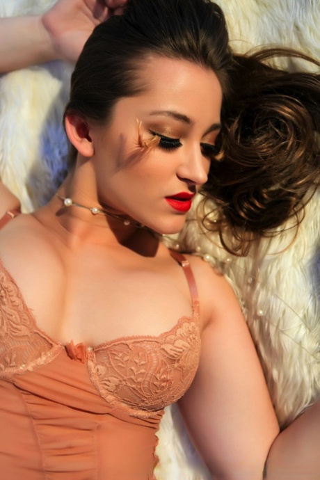 Sultry solo model Dani Daniels poses in and out of lingerie with red lips 33820291
