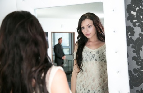Horny girl Megan Sage seduces her stepdad while standing butt naked 49576087