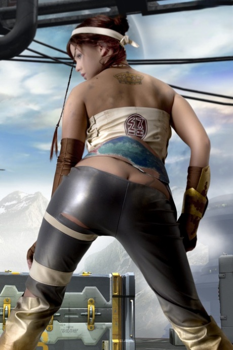 Sexy redhead partially removes her cosplay clothing during solo play 47225911