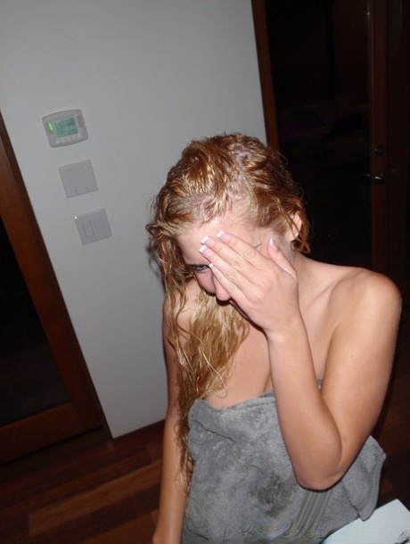 Young blonde girl takes nude and semi-nude selfies during solo action 43593639