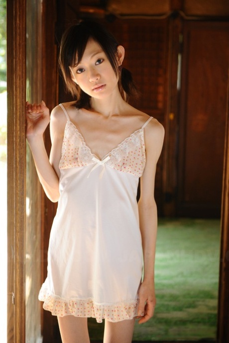 Tiny Japanese girl Aoba Itou models non nude in satin lingerie 14822416