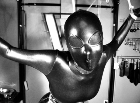Fetish model is freed from a cage only to be tied up with some rope 64910187