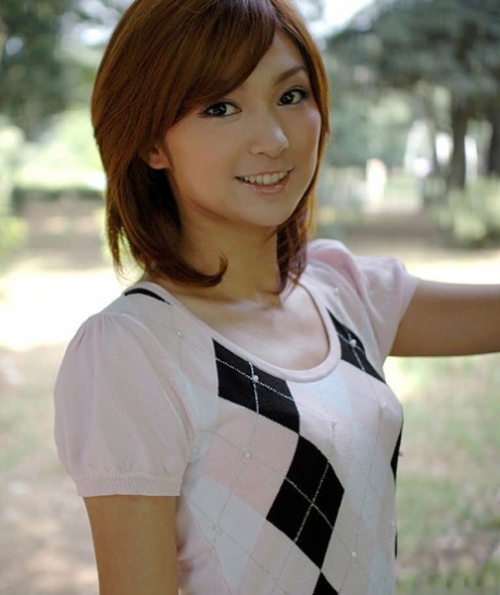 Young Japanese girl with red hair shows her upskirt underwear 23295084