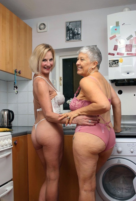 Granny lesbians lick each others nipples before using bananas as dildos 12495439