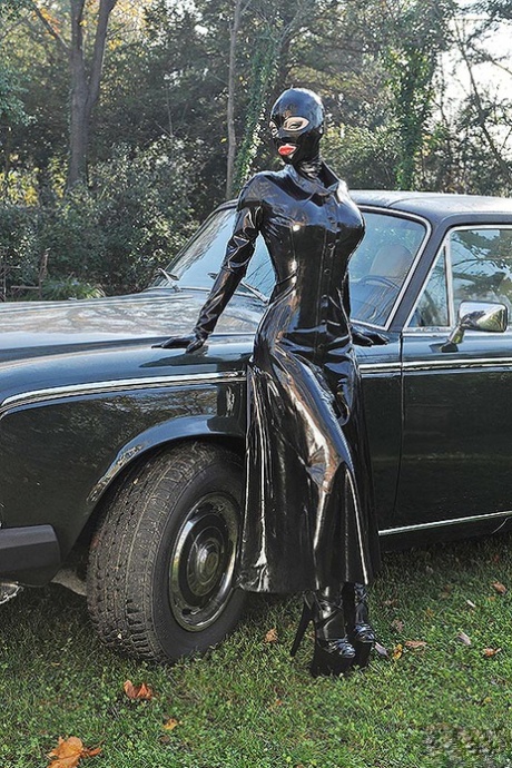 British girl Latex Lucy masturbates with a ribbed vibrator in a latex catsuit 24044672