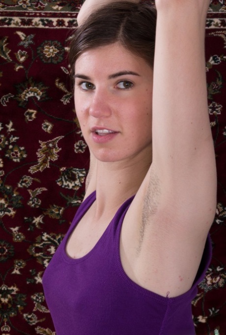 Tall model Kiyoko sports underarm stubble while showing her natural bush 64254059