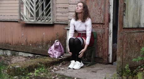 Nice girl Rita gets caught taking a piss outside of a rustic dwelling 36730626