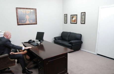 Busty office babe in garter stockings Bridgette B fucked by her boss 38124503
