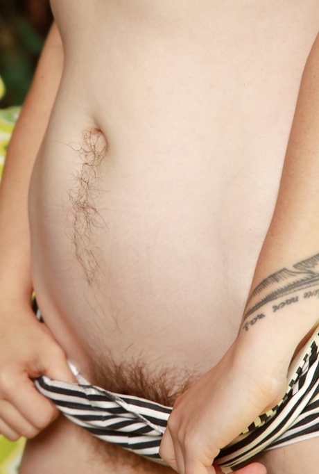 Ugly redhead woman Velma exposing her hirsute body outdoors 15927202