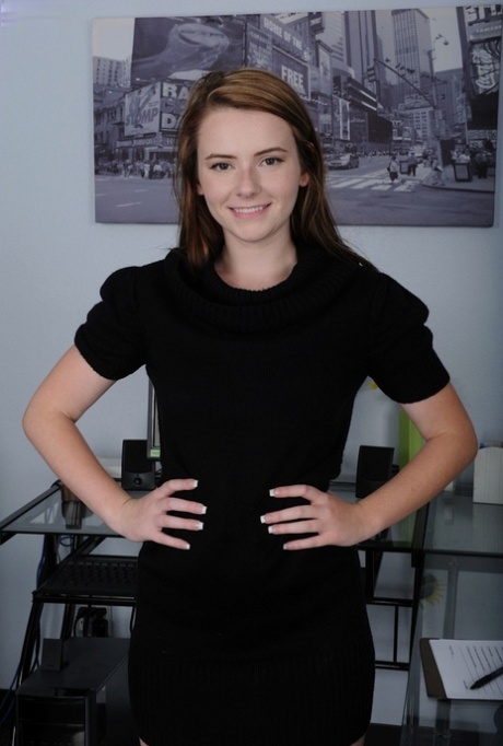 First timer takes off her black dress and underthings to display her pink twat 36380702