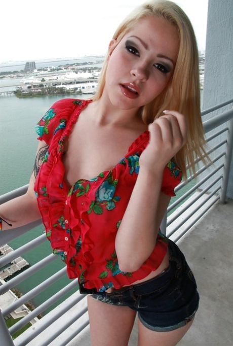 Blonde teen babe Cami Miller stripping and masturbating her twat 77400586